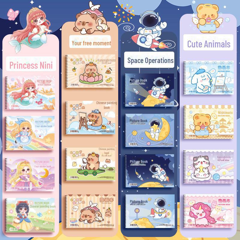 Утолщенный альбом для рисования А4 с мультяшными рисунками для детей: Идеально для искусства в начальной школе и детском саду