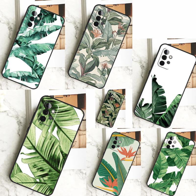 Чехол с банановыми листьями для Samsung Galaxy A15 A25 A35 A55 A51 A71 A12 A32 A52 A13 A33 A53 A14 A34 A54