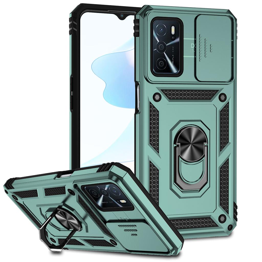 Для Oppo A16/Oppo A16s/Oppo A54s/Oppo A54 (4G)/Оппо А55 (4G)/Oppo A55 5G Бронированный чехол для телефона Защита объектива камеры Металлическое кольцо-подставка Противоударный чехол