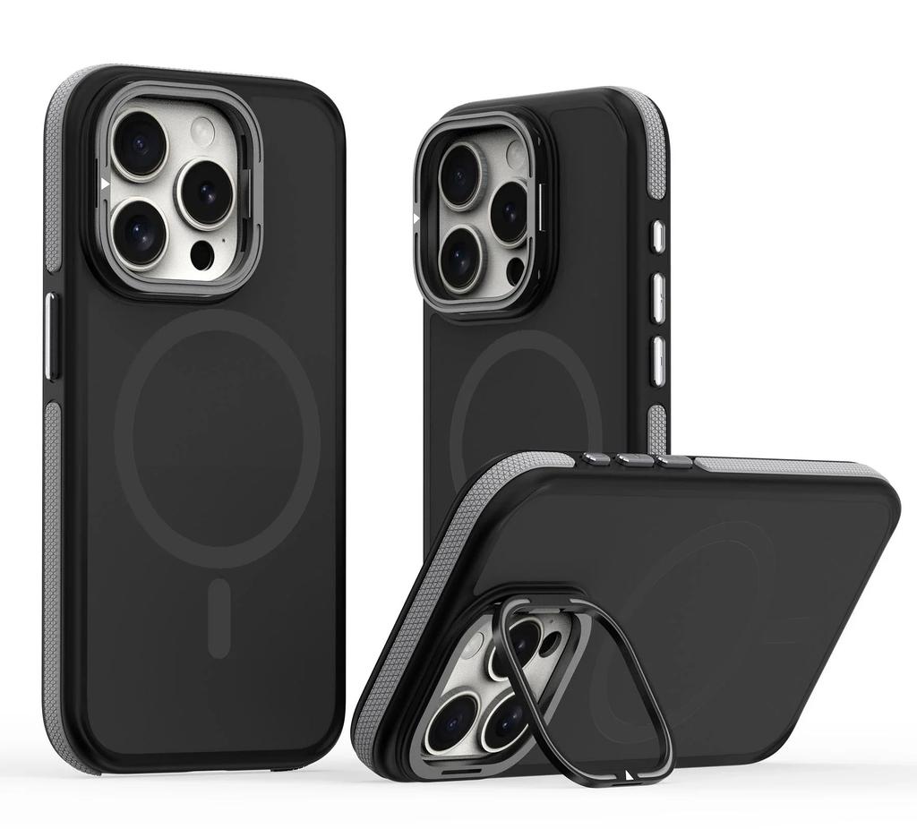 Чехол для телефона MagSafe для iPhone 16 15 14 13 12 Pro Max Plus Металлический держатель-подставка для камеры Магнитная беспроводная зарядка Полупрозрачная крышка