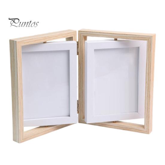 Двойная фоторамка, вертикальная вращающаяся складная фоторамка с оргстеклом, деревенская настольная декоративная фоторамка для домашнего офиса