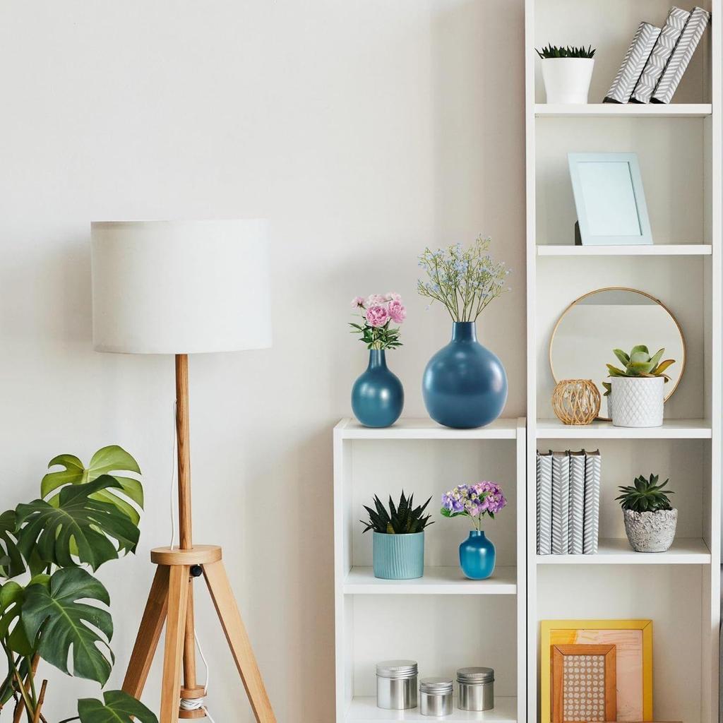 Металлическая ваза для цветов для домашнего декора, гостиной, офиса| Настольная декоративная, для фестивалей, дня рождения, опалово-синяя