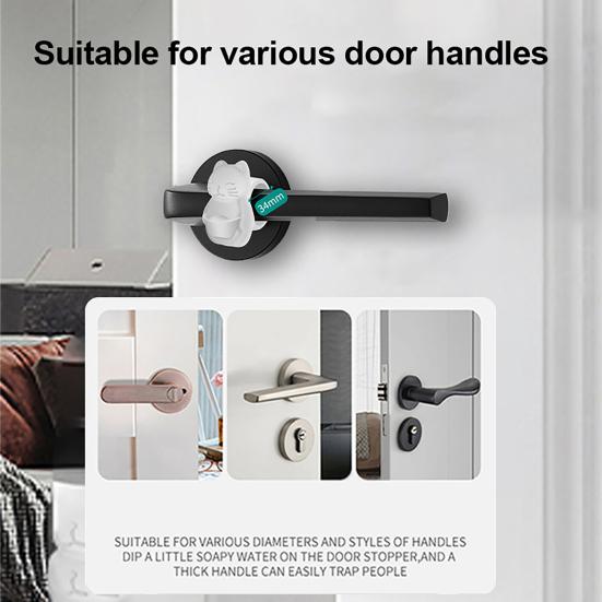 Fortune Cat Door Stopper Wall Protector Shock Absorbing Elephant Door Stops Wall Shield Cushion Adhesive Free Wall Bumper Guard for Door Handle