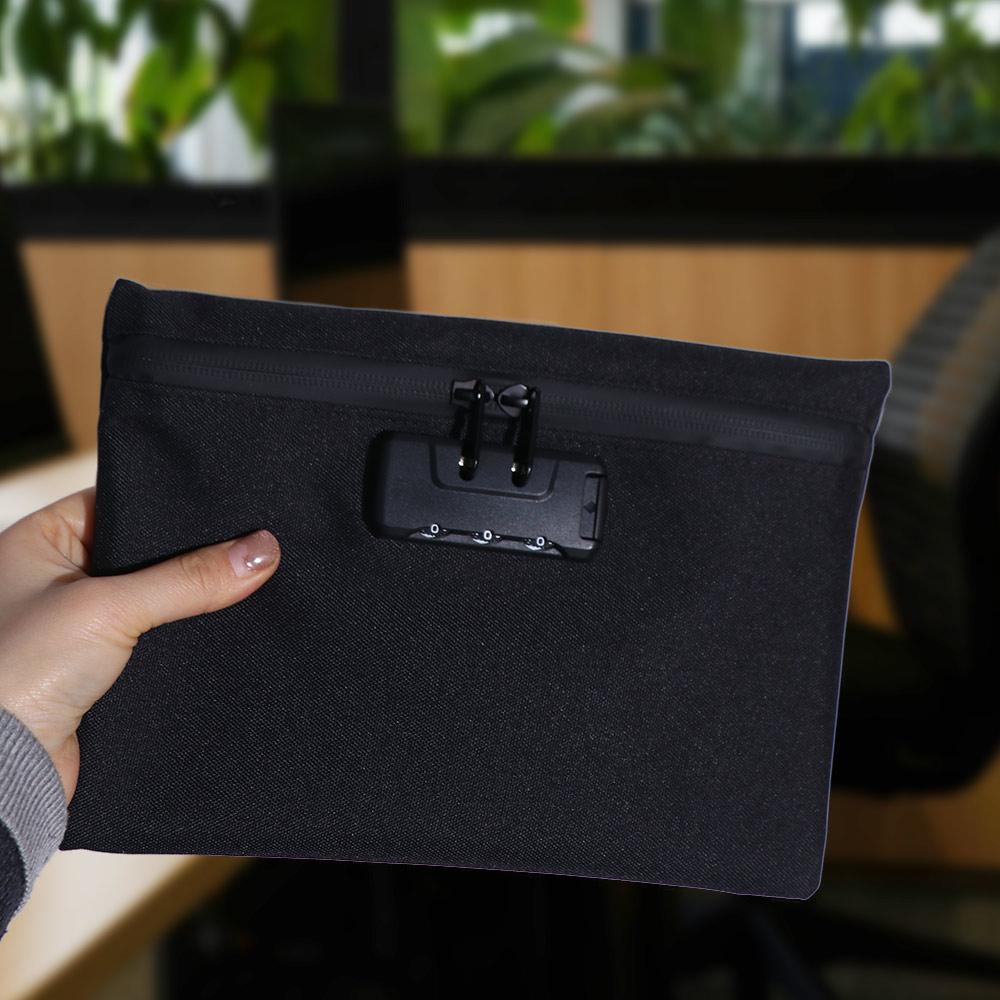 Canvas Portable Locking Pouch Zip Closure Security Document Bag Durable Money Bag with Lock  Travel