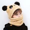 Winter Warm Fleece Hats Scarf Set for Kids Cute Cartoon Panda Hats Windproof Beanies for Girls Boys Christmas Gifts