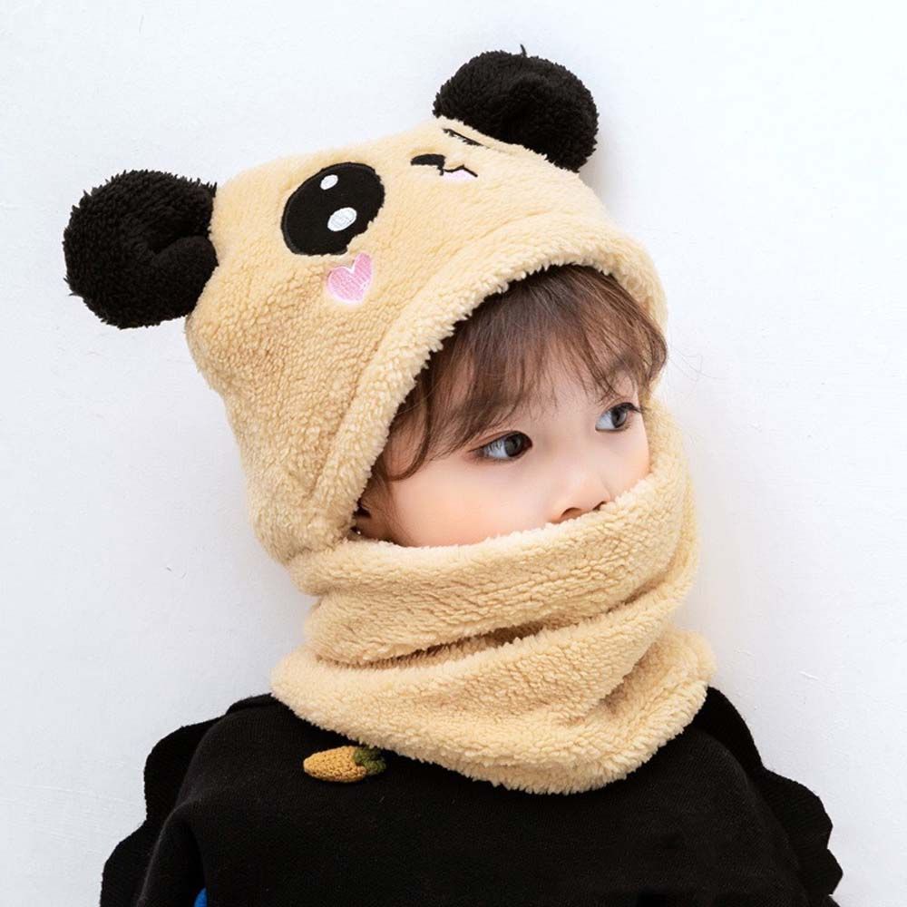 Winter Warm Fleece Hats Scarf Set for Kids Cute Cartoon Panda Hats Windproof Beanies for Girls Boys Christmas Gifts