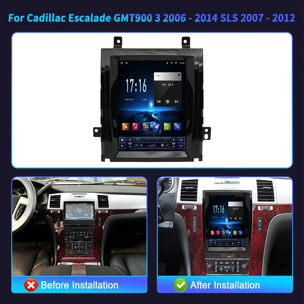 9.7“ For Cadillac Escalade GMT900 3 2006-2014 SLS 2007-2012 Car Radio Carplay Multimedia Player Bluetooth Intelligent Android 14