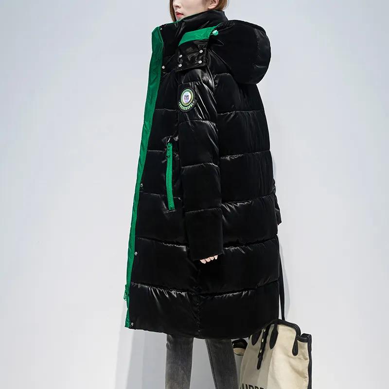 Winter Women Korean Fashion Oversized Hooded Jackets Thicken Warm Waterproof Casual Long Coats