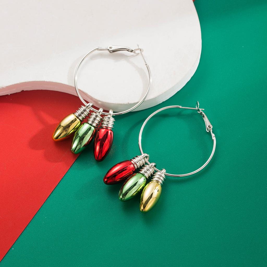 Рождественские серьги для женщин Модные Универсальные Цветные Серьги-крючки в виде снежинок, колокольчиков, лампочек, капель масла