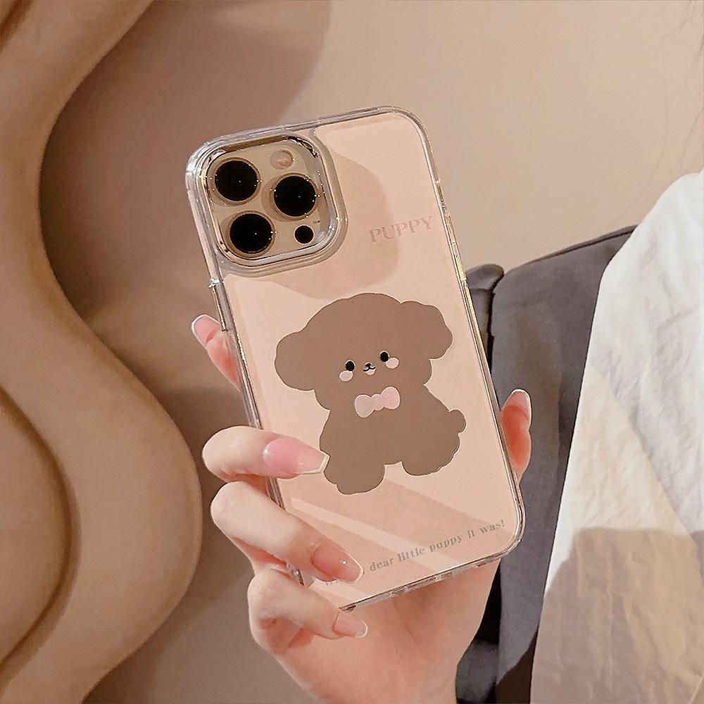 Cute Cute Dog Iphone16 Suitable for 14promax IPhone Case 15 Electroplated Mirror