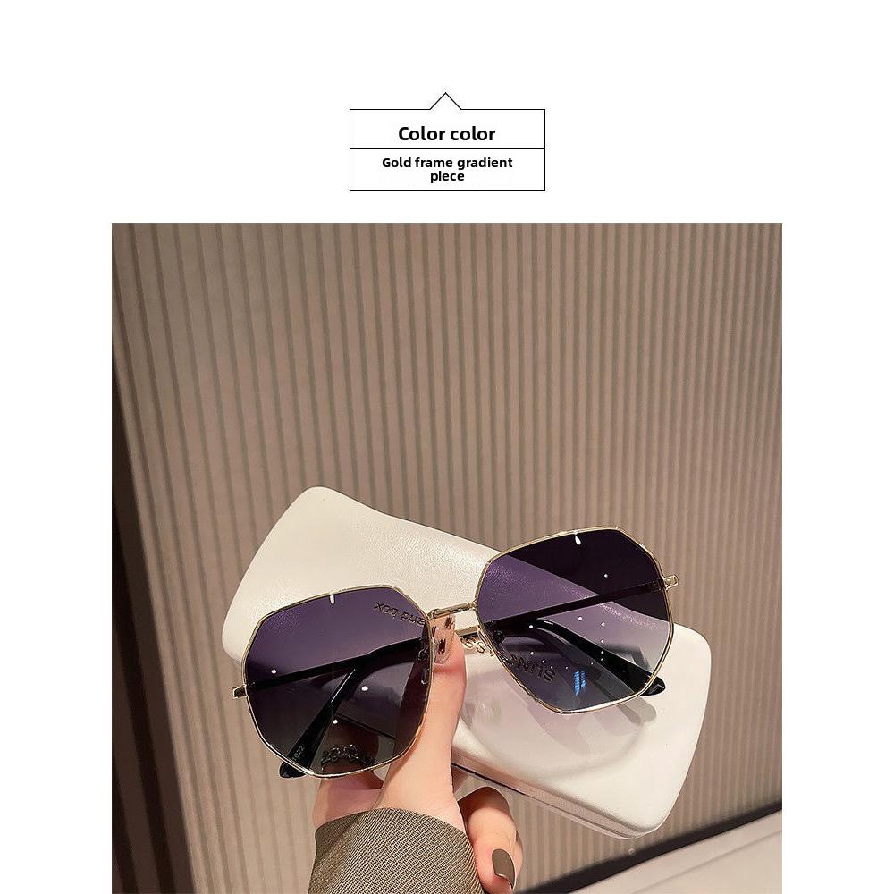 Прозрачные синие универсальные солнцезащитные очки мужские и женские многоугольные металлические солнцезащитные очки для вождения корейская версия тренд приморские очки для путешествий женские