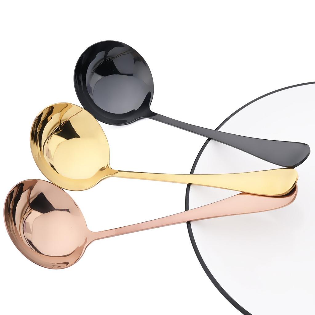 1Pc Colorful Soup Spoon Creative Mirror Stainless Steel Soup Spoon Long Handle Thicken Spoon Kitchen Bar Cooking Tools