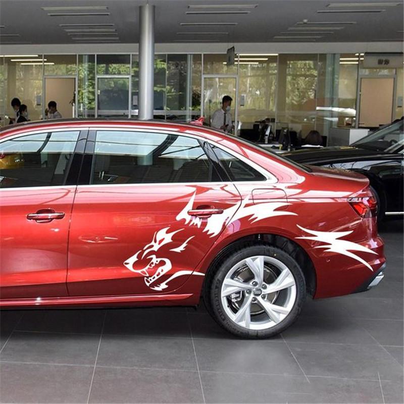 Наклейка «Волк», персонализированная модификация автомобиля, украшение, наклейка «Голова волка», агрессивная и свирепая наклейка, водонепроницаемая и солнцезащитная.