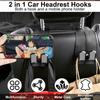 Elegananccy 2 Pack Double Car Seat Headrest Hooks, Leather Car Purse Hanger Holder For Bags, Cars Organizer And Storage Accessories For Women(Black)