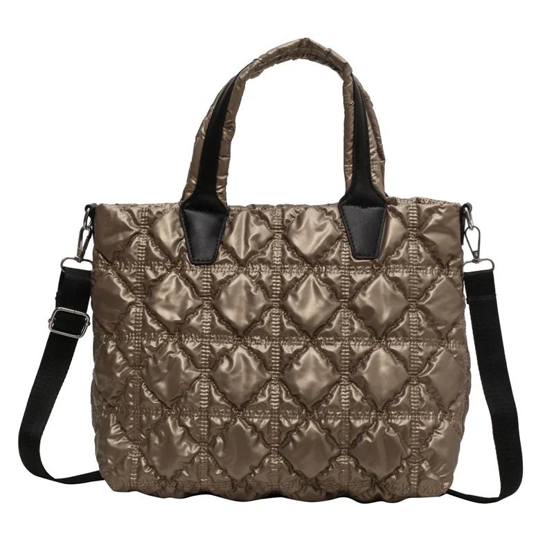 Модная женская сумка через плечо, прочная повседневная сумка через плечо, нейлоновая сумка большой вместимости, стеганая, с подкладкой, дорожная сумка-шоппер