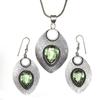 Green Amethyst Gemstone Mother's Day Jewelry Pendant Earring Set