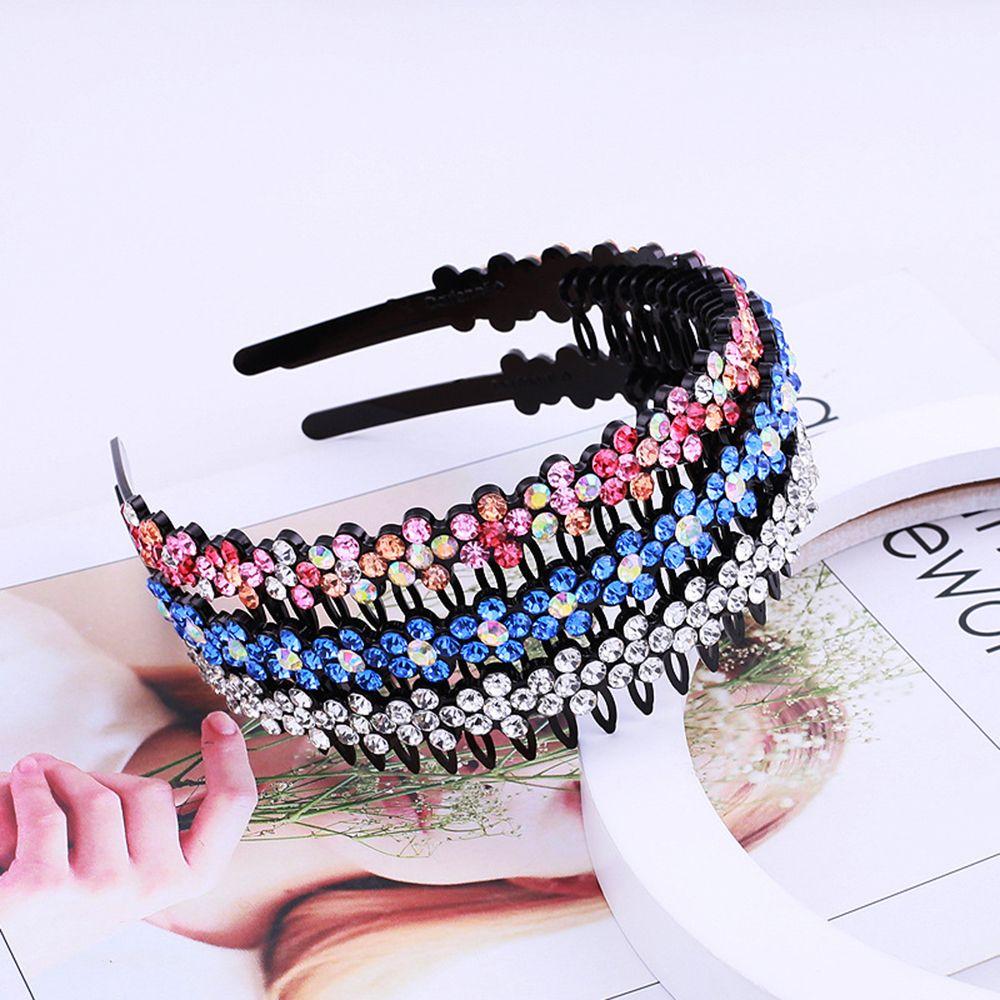 Headdress Hair Accessories Tooth Comb Headband Crystal Flower Hair Band Hoop Rhinestone Hairband
