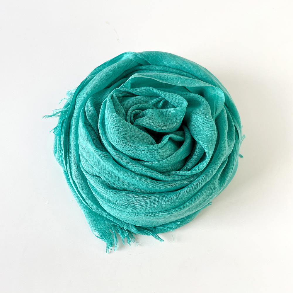 Solid Color Scarf Cotton and Linen Shawl Yarn Women's Summer Sunscreen Headscarf Retro Yarn Lengthened