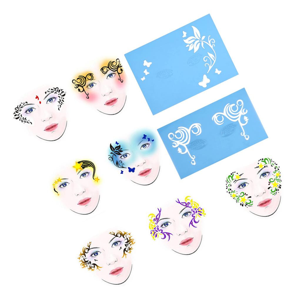 7styles Set Reusable Face Paint Stencil Body Painting Template Flower Butterfly Facial Design