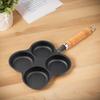 Four Hole Non Stick Egg Frying Pan with Wooden Handle for Gas Stoves and Induction Cookers Perfect for Breakfast Cooking