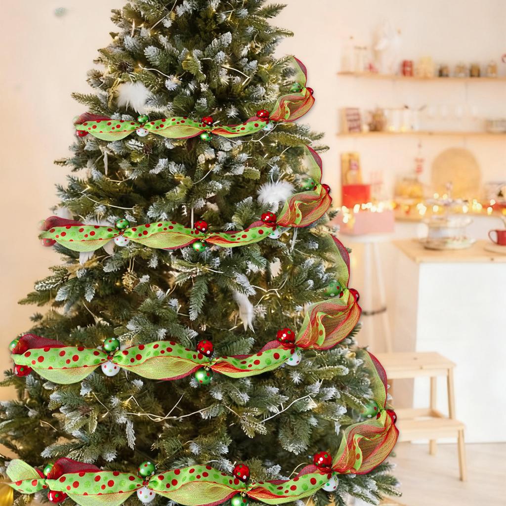 Christmas Decorations Creative Gift List Ball Hanging Ornaments Mesh Rattan Decorative Ribbon