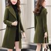 Womens Autumn and Winter Women Woolen Coat Long Section Female Fashion Lapel Slim Jacket