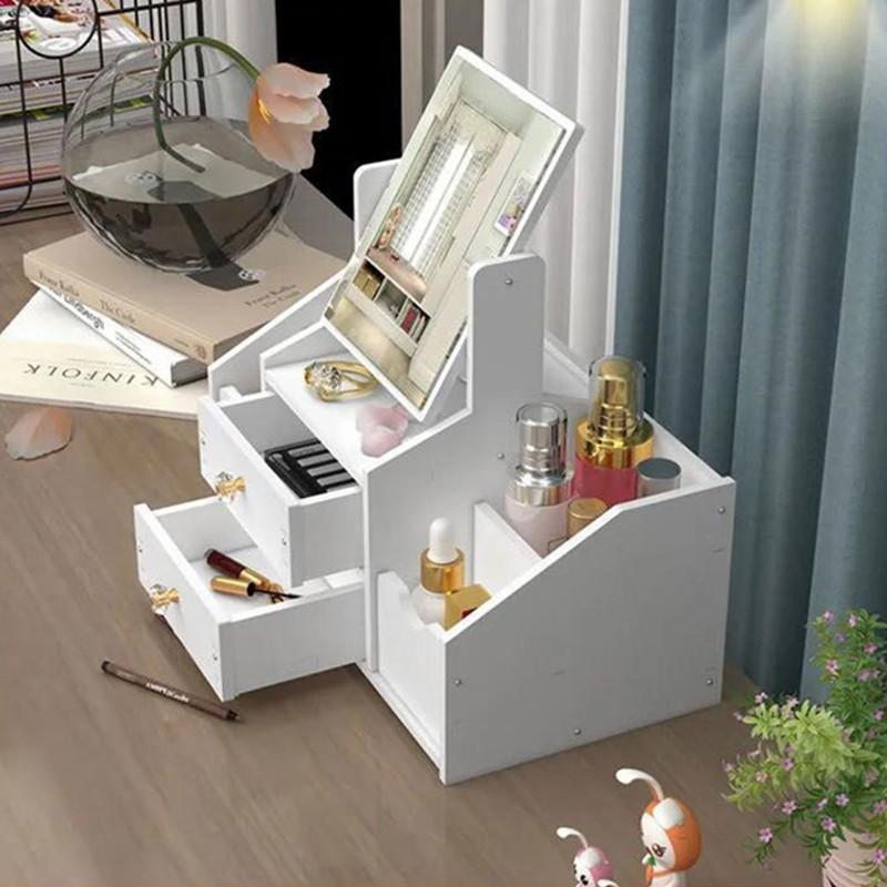 Makeup Organizer Large Capacity Cosmetic Storage Box Drawer Storage Jewelry Box Desktop NailPolish Makeup Container With Mirror
