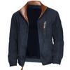 Winter Men's Snowflake Velvet Bomber Jacket Outdoor Stand Collar Polo Zipper Pocket Jacket