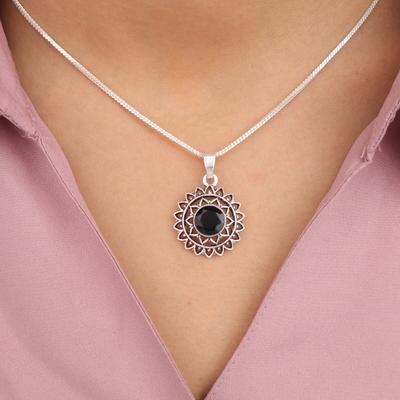 Кулон из черного оникса из серебра 925 пробы, авторское ювелирное изделие, 1,14" для вечеринки CP-30-21