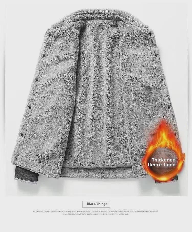 Мужская зимняя куртка пилота с бархатной подкладкой - толстое рабочее пальто из овчины, большой размер