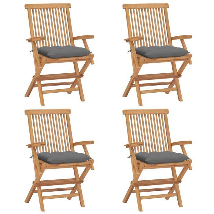VidaXL Lot de 4 Chaises de Jardin avec Coussins, Sièges de Terrasse, Chaises de Salle à Manger, Meubles de Patio Extérieur, 3065633