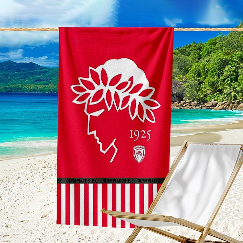 Olympiacos Fc: Red And Black Pride Microfiber Beach Towel, Lightweight And Quick-Dry, for Summer Travel, Beach Essential, Swimming Pool Outdoor