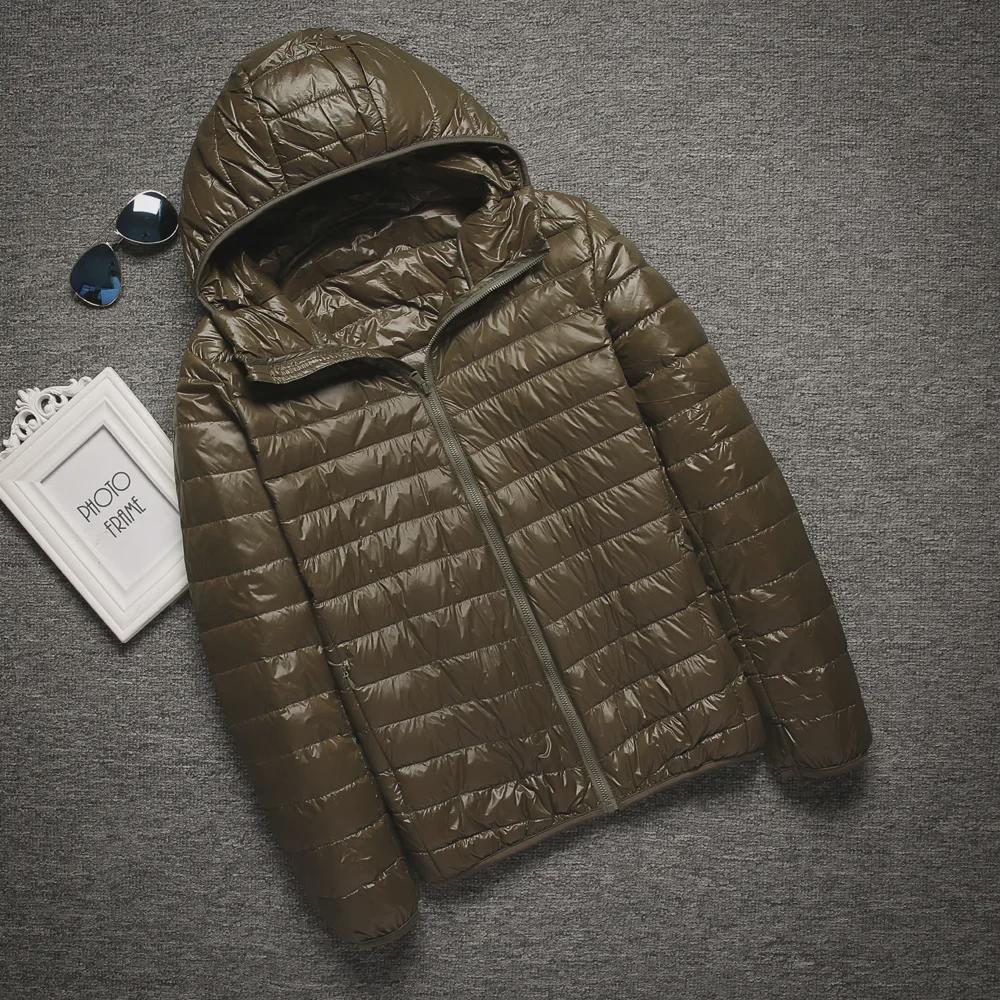 Мужская легкая хлопковая куртка с капюшоном — теплая, модная, короткая, повседневная и портативная с воротником-стойкой для осени и зимы