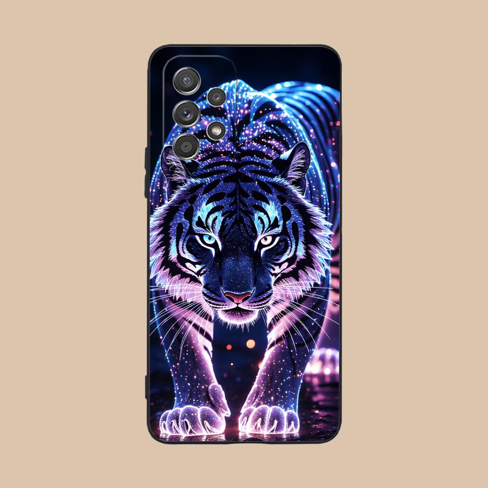 Неоновый чехол для мобильного телефона с тигром для Samsung Galaxy A56 55 54 53 52 51 36 35 34 23 16 15 5G Цветной чехол Красивый чехол Роскошный