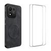 Nappa Texture Magnetic Phone Case with 2pcs Screen Films For Honor X5c 4G / X5c Plus 4G, Slim Anti-Slip Shockproof Cover