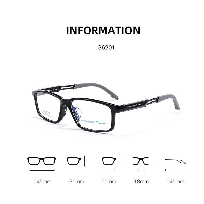 Ультралегкая оправа для очков Fashion Sports Eyewear из TR90 Черная Оптическая оправа для очков по рецепту Миопия Мужская Женская G6201