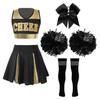 Girls Cheer Leader Halloween Performance Uniform Costume High School Sleeveless Crop Top with Pleated Skirts Cheerleading Outfit