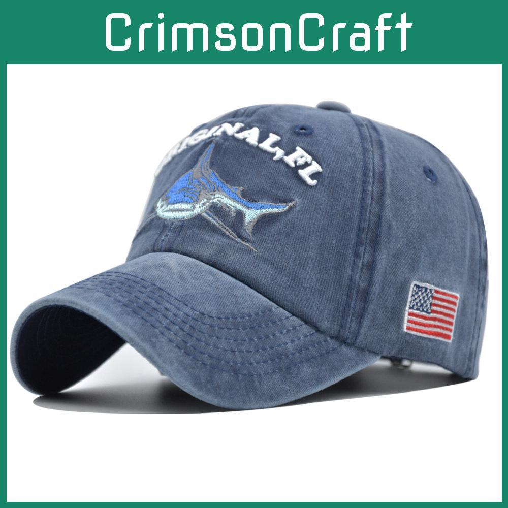Shark Embroidered 3d Letter Baseball Cap Unisex Adjustable Cotton Casual Hat