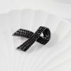 Awareness Funeral Ribbon Badge Brooch Rhinestone Crystal Black Bow Brooch Pin  Women Men