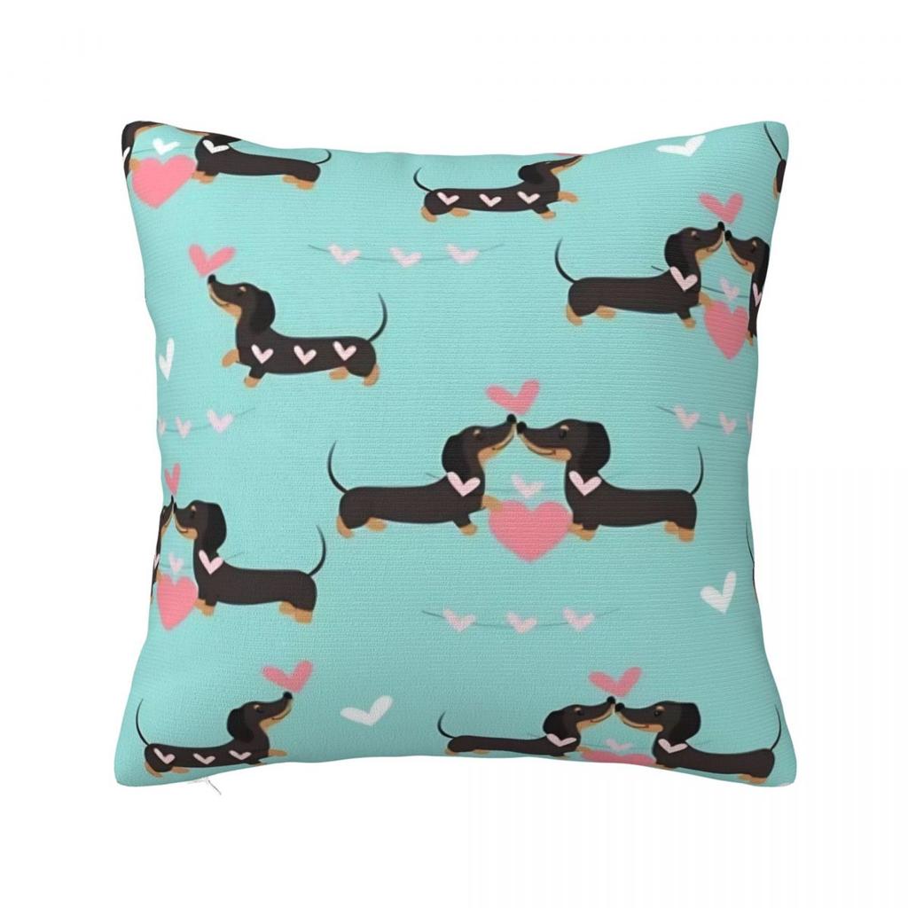 Dachshund Dog Square Pillow Covers Polyester Home Wiener Sausage Doxie Cushion Case Cute Decor Pillowcase 4040