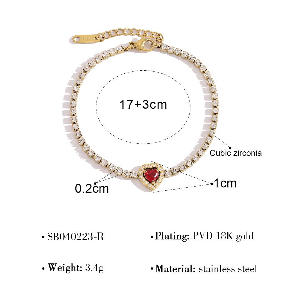 18K Gold Plated Stainless Steel Pear Shape Multicolor CZ Tennis Bracelet for Women Halo Diamond