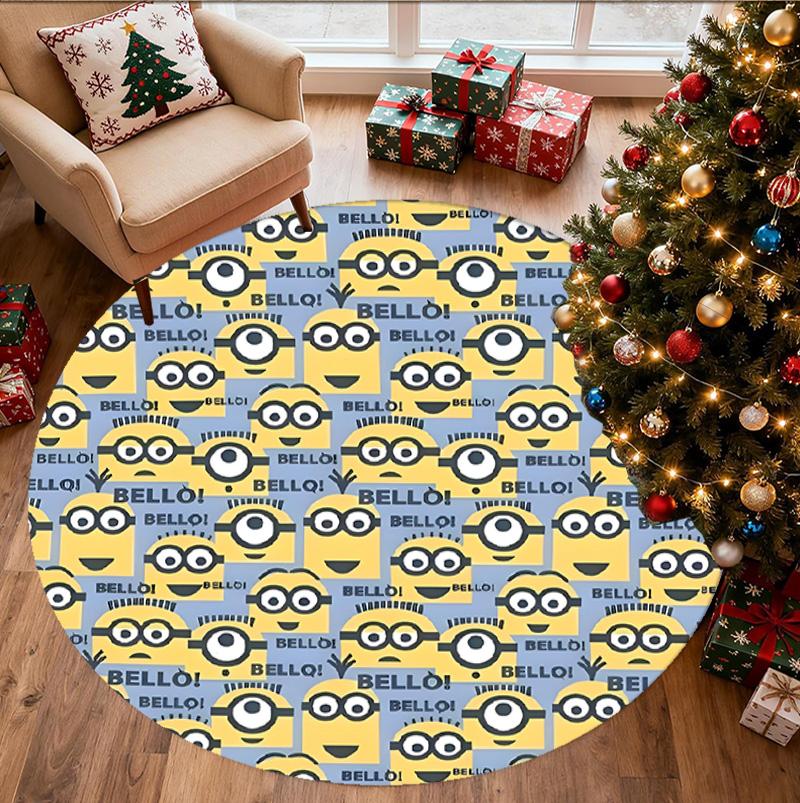 Minions Pattern Round Rug, Indoor/Outdoor Mat, for Picnic, Gameroom, Bedroom, Office, Living Room, Home Decor Carpet, Birthday Gift