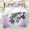 Anime Fantasy Fairy Duvet Cover Set 3-Piece Bedding Set with 2 Pillow Shams Cartoon Silhouette Decor Single Twin Size