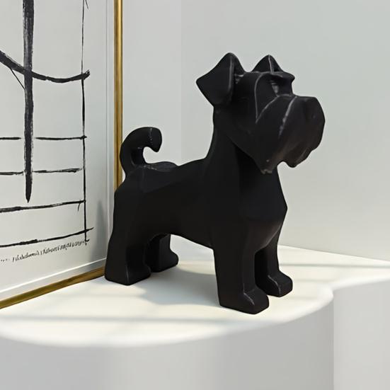 Dog Ornament 3D Printed Schnauzer Geometric Miniature Dog Figurine Living Room Dog Sculpture Home Decor