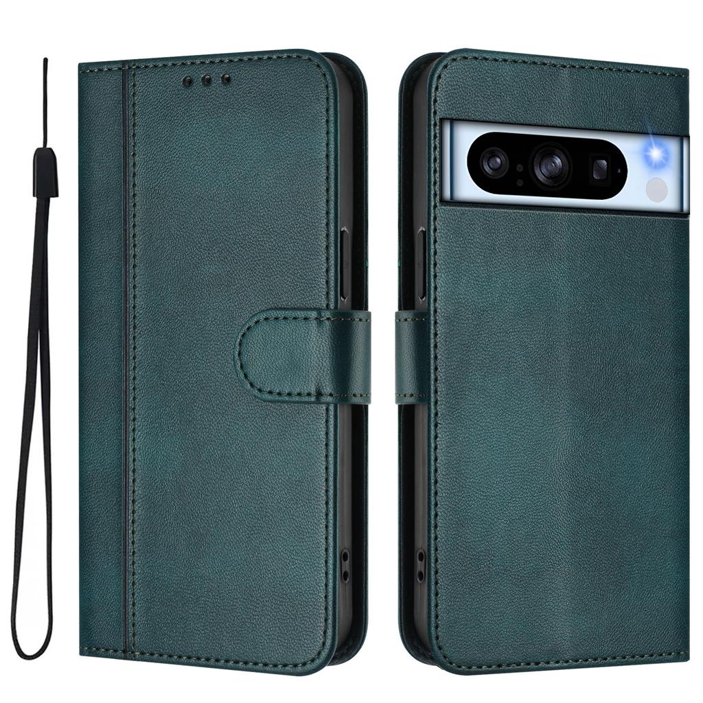 For Google Pixel 8 Pro Cases Wallet Stand Retro Texture Leather Phone Cover with Lanyard