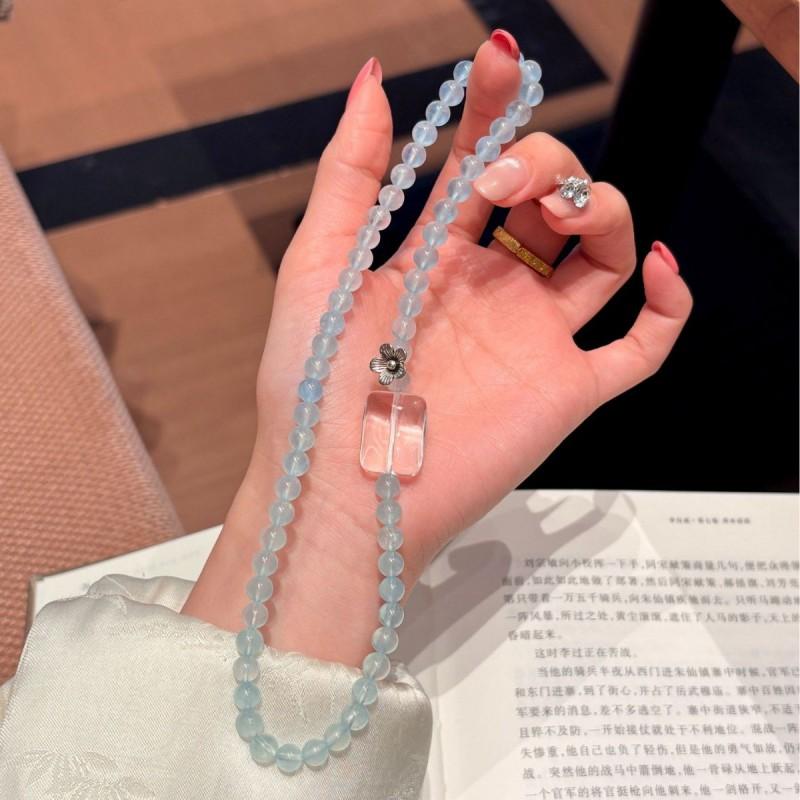 Ice Island Flower Original Natural Aquamarine Double Circle Crystal Bracelet White Lucky Charm Sunflower Jewelry