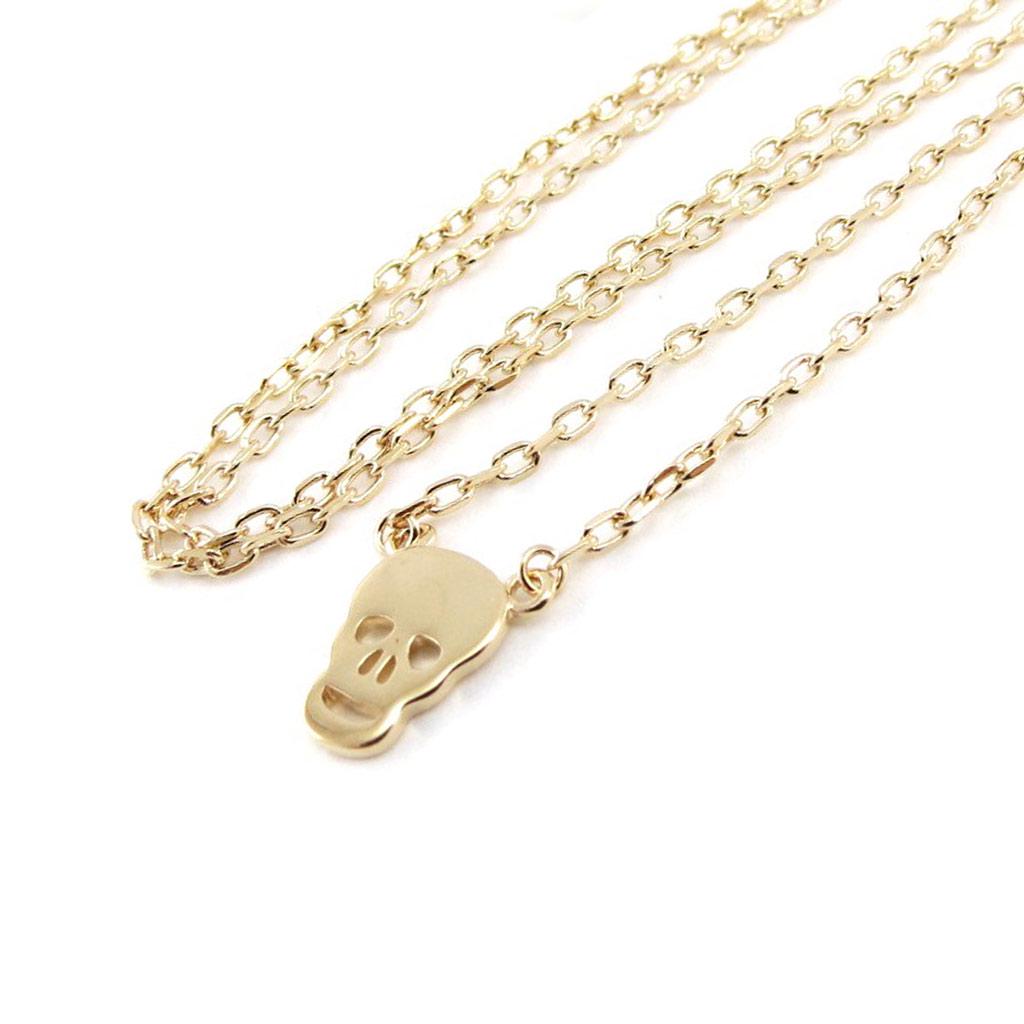 Les Trésors De Lily [J0857] - Gold Plated 'Skull' Necklace