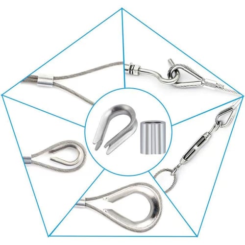 Набор из 240 шт. зажимов для тросов, коушей для тросов, обжимных гильз 1,2 мм/1,5 мм/2 мм/2,5 мм/3 мм/4 мм/5 мм для обжимных машин