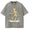 Skull Print Printing Retro T-Phirt Drop-Phoulder Sleeve Men Women Vintage Short-sleeve T Shirts Solid Color