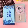 Round Handheld Makeup Mirror Cartoon Pocket Mirror Retro Metal Cosmetic Mirror  For Home